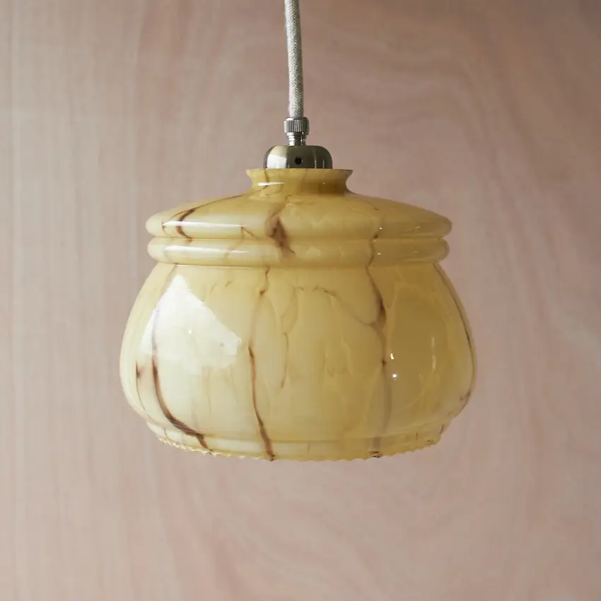 584 klassieke glazen hanglamp met zacht gemarmerd patroon