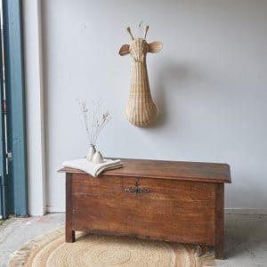 Antieke houten bruine kist