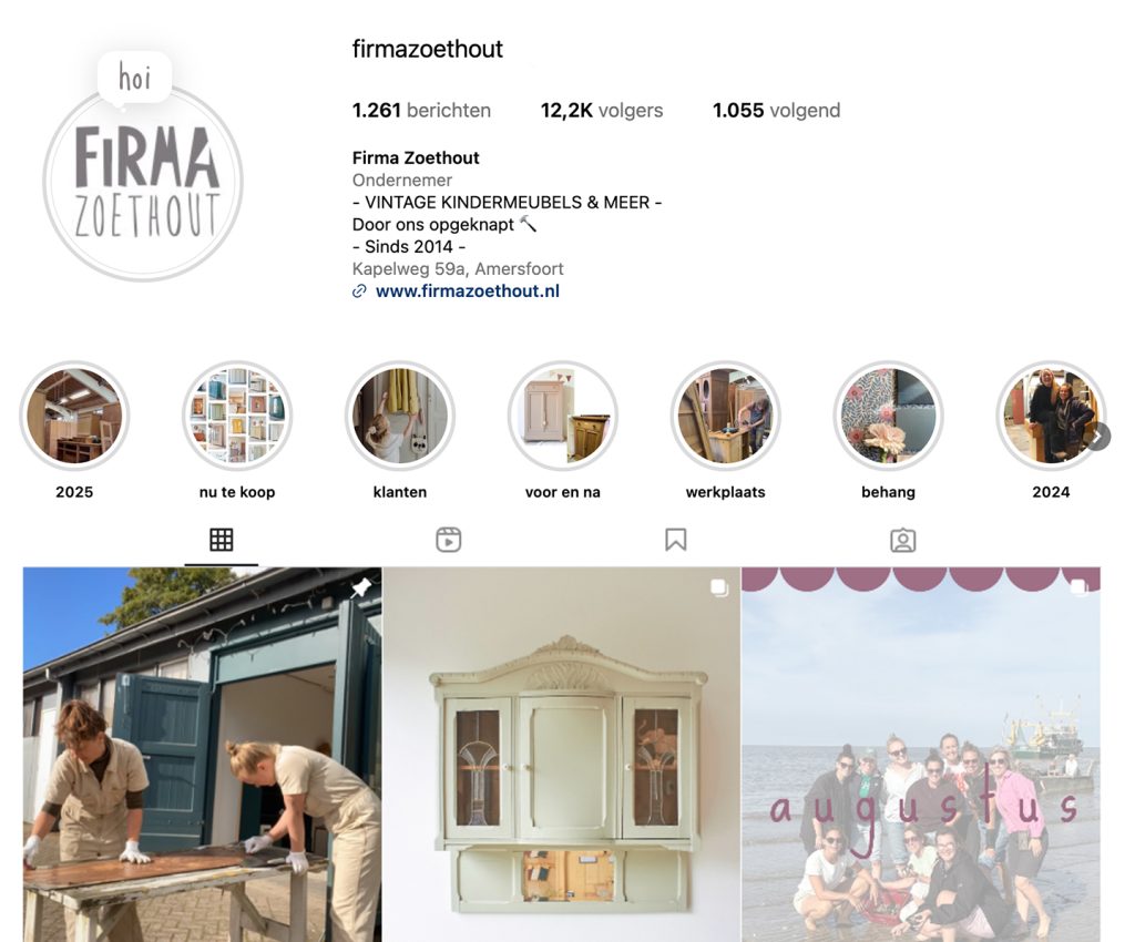 Instagram van Firma Zoethout