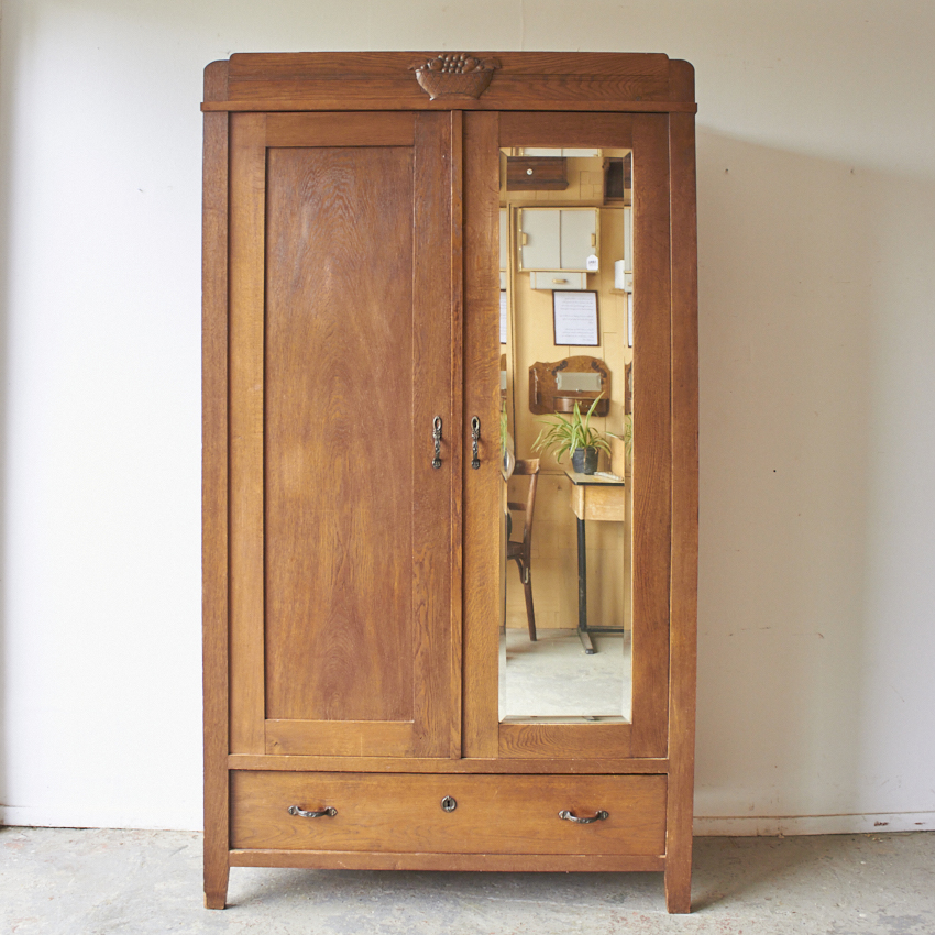 10943 vintage tweedeurs spiegelkast firma zoethout