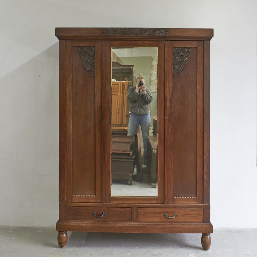 11023 vintage demontabele kast met spiegel