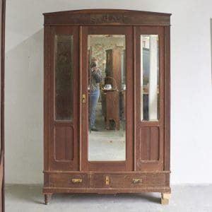 11026 vintage demontabele kast met spiegeldeuren